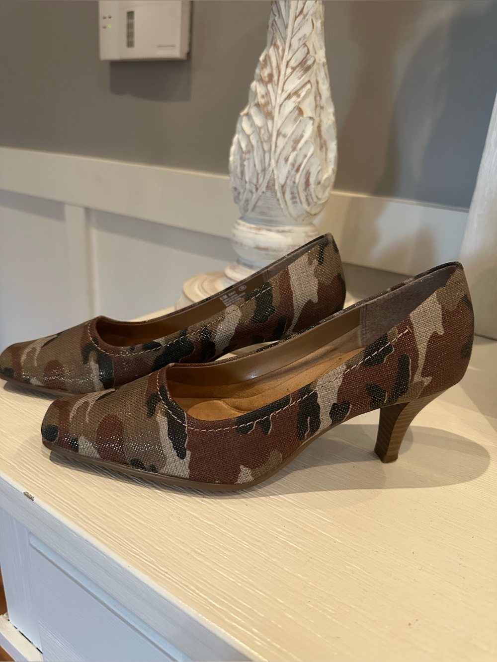 Aerosoles Camouflage Pattern Women's Mid Heel Pumps - Brown Camo size 6.5